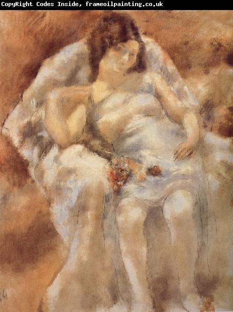 Jules Pascin The girl be seated with flowers